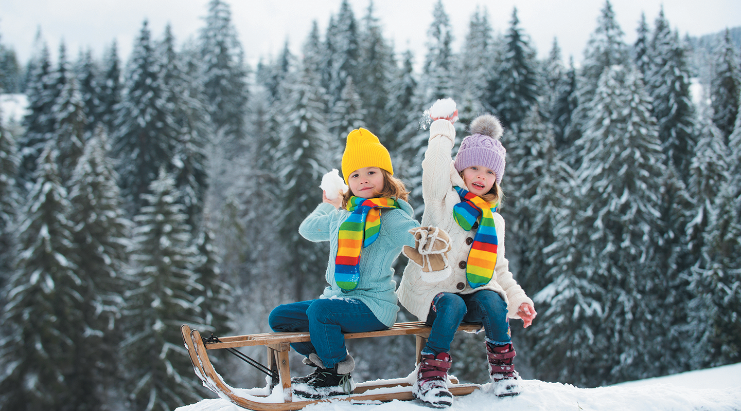 Sous la neige en famille