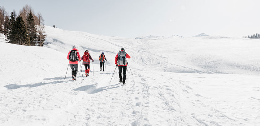 Raquettes à neige et pistes piétonnes