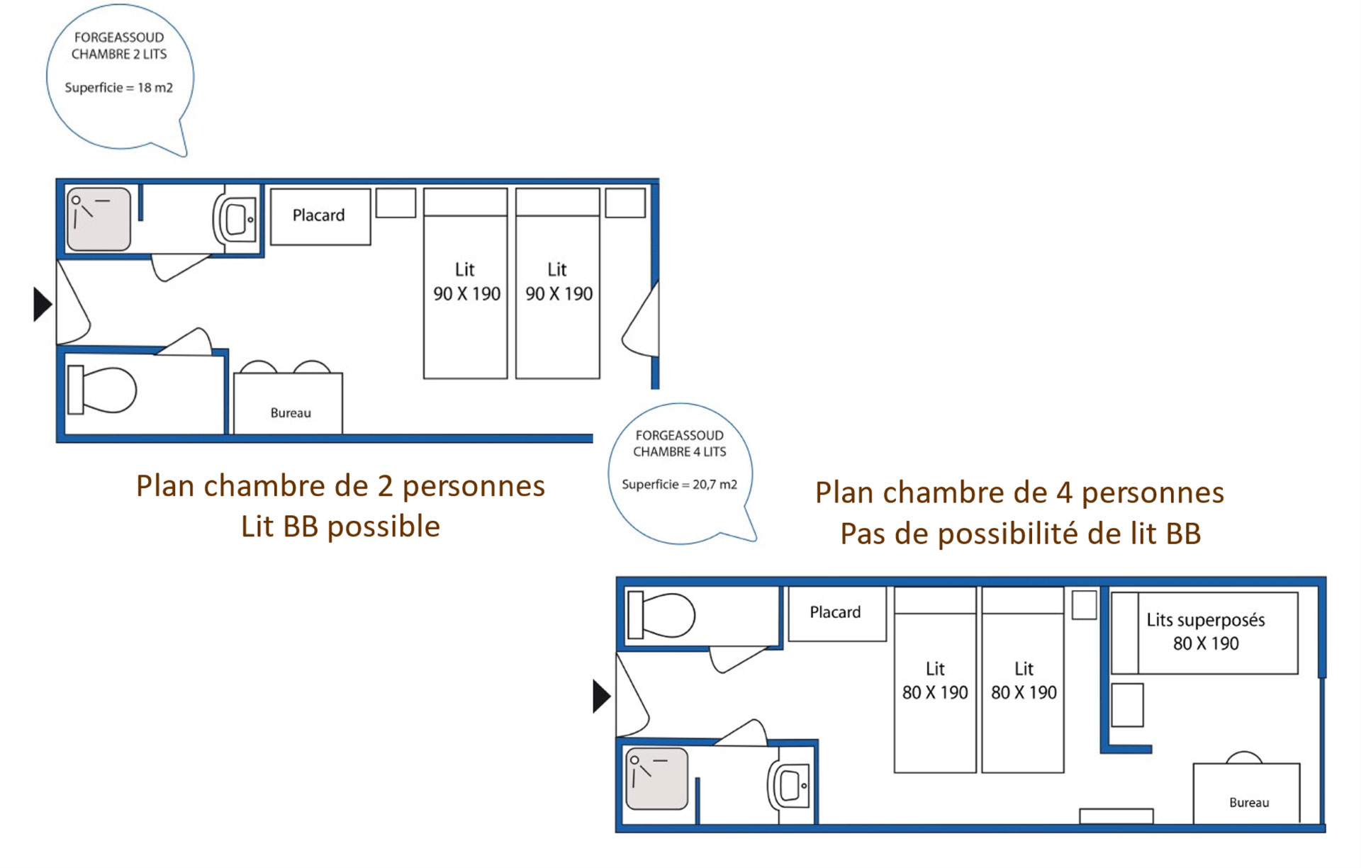 Plan type chambre St Jean de Sixt